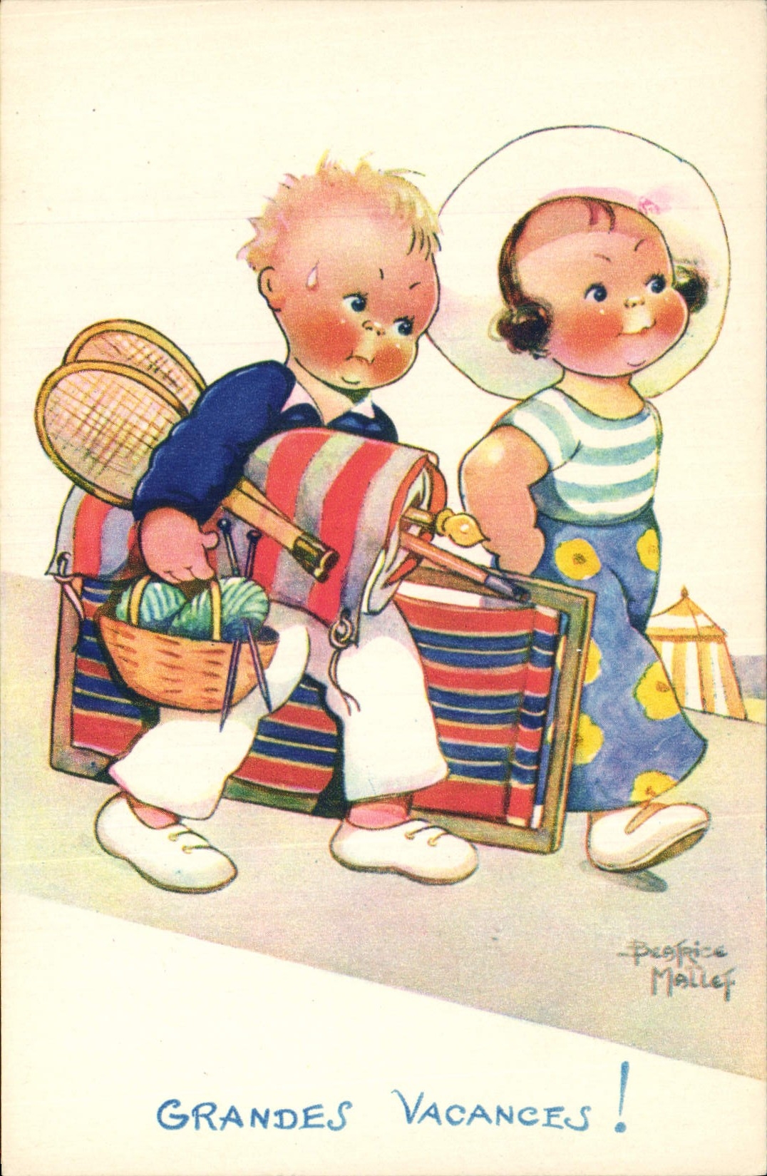 CPA Fantaisie Illustrateur Enfants Beatrice Mallet Grandes vacances 