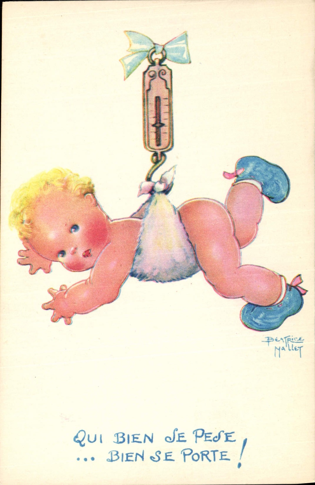 CPA Fantaisie Illustrateur Enfants Beatrice Mallet Qui bien se pese 