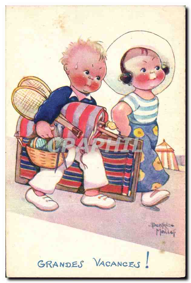 CPA Fantaisie Illustrateur Enfants Beatrice Mallet Grandes vacances 