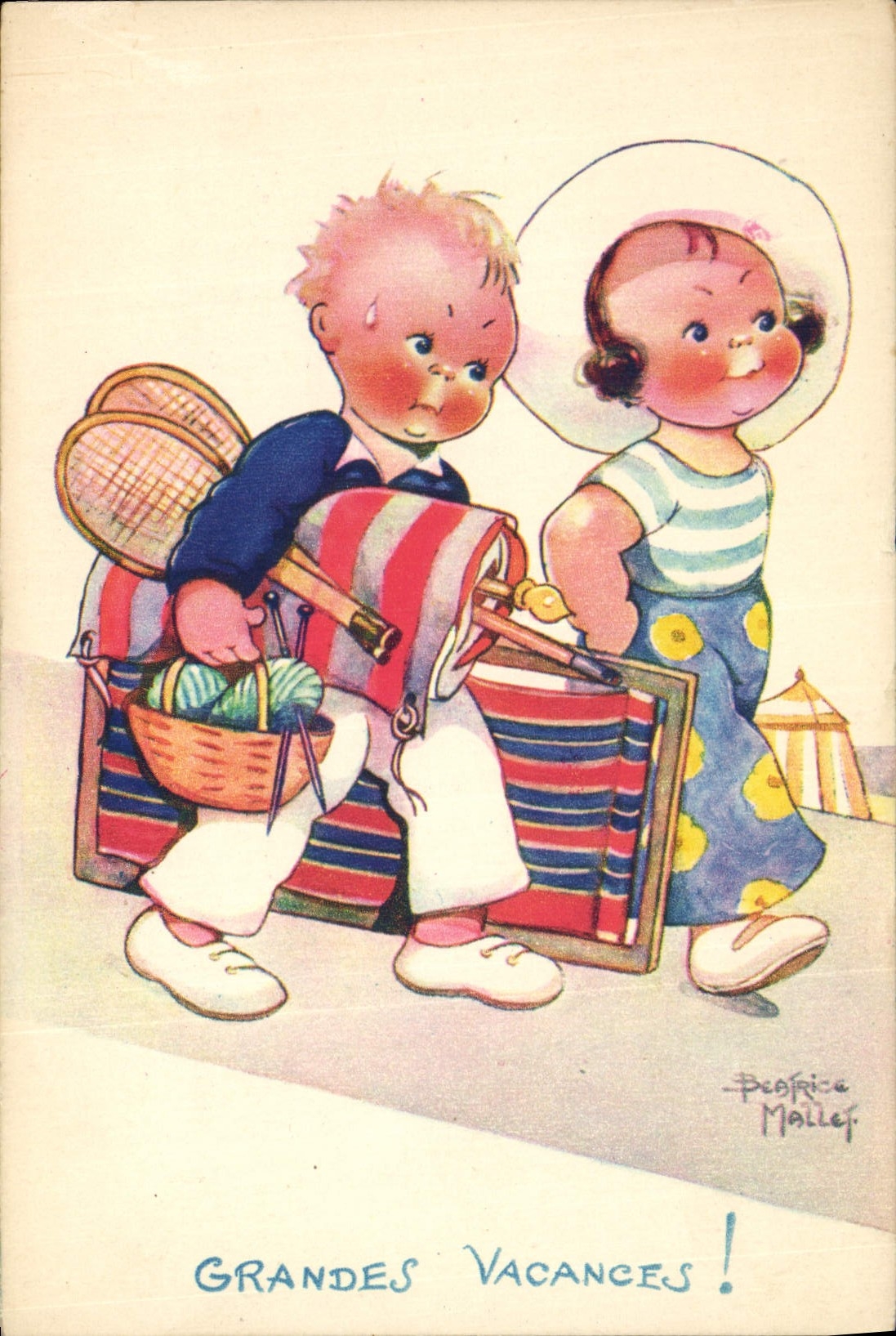 CPA Fantaisie Illustrateur Enfants Beatrice Mallet Grandes vacances 