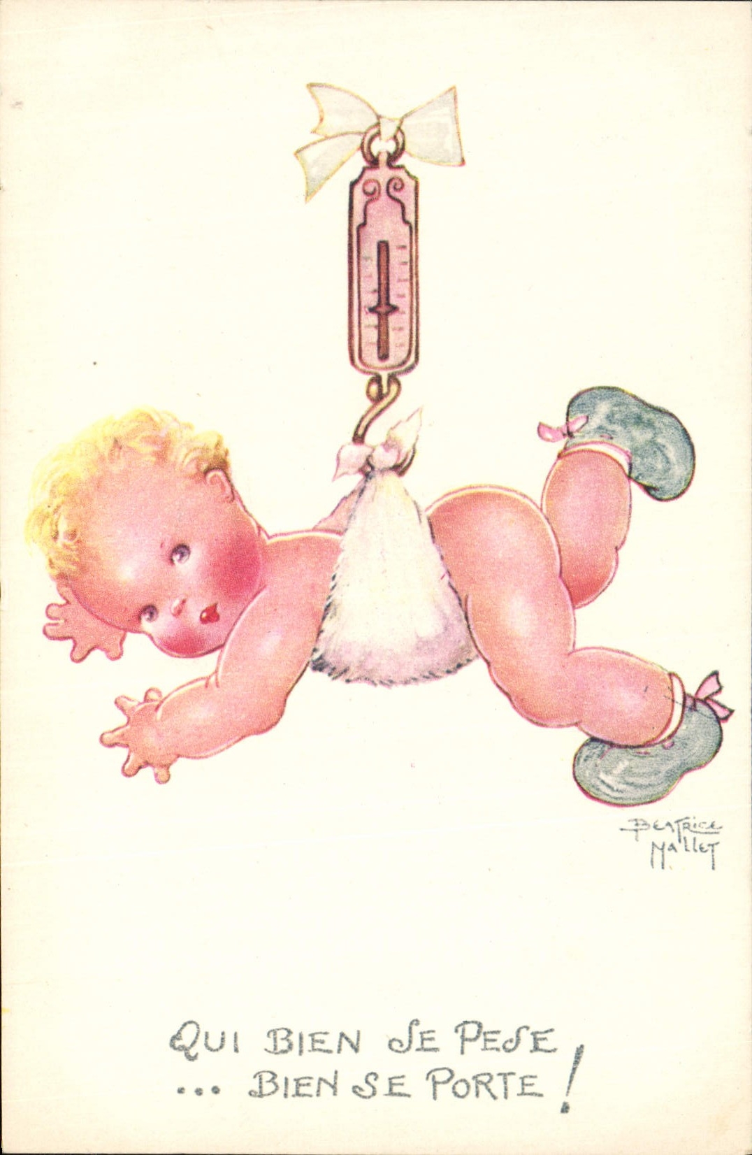 CPA Fantaisie Illustrateur Enfants Beatrice Mallet Qui bien se pese 