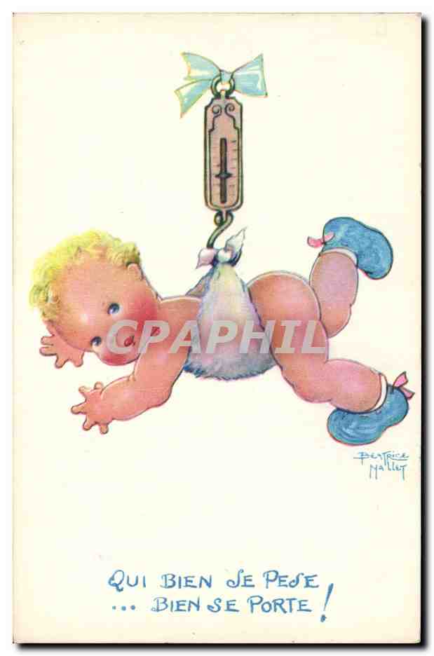 CPA Fantaisie Illustrateur Enfants Beatrice Mallet Qui bien se pese 