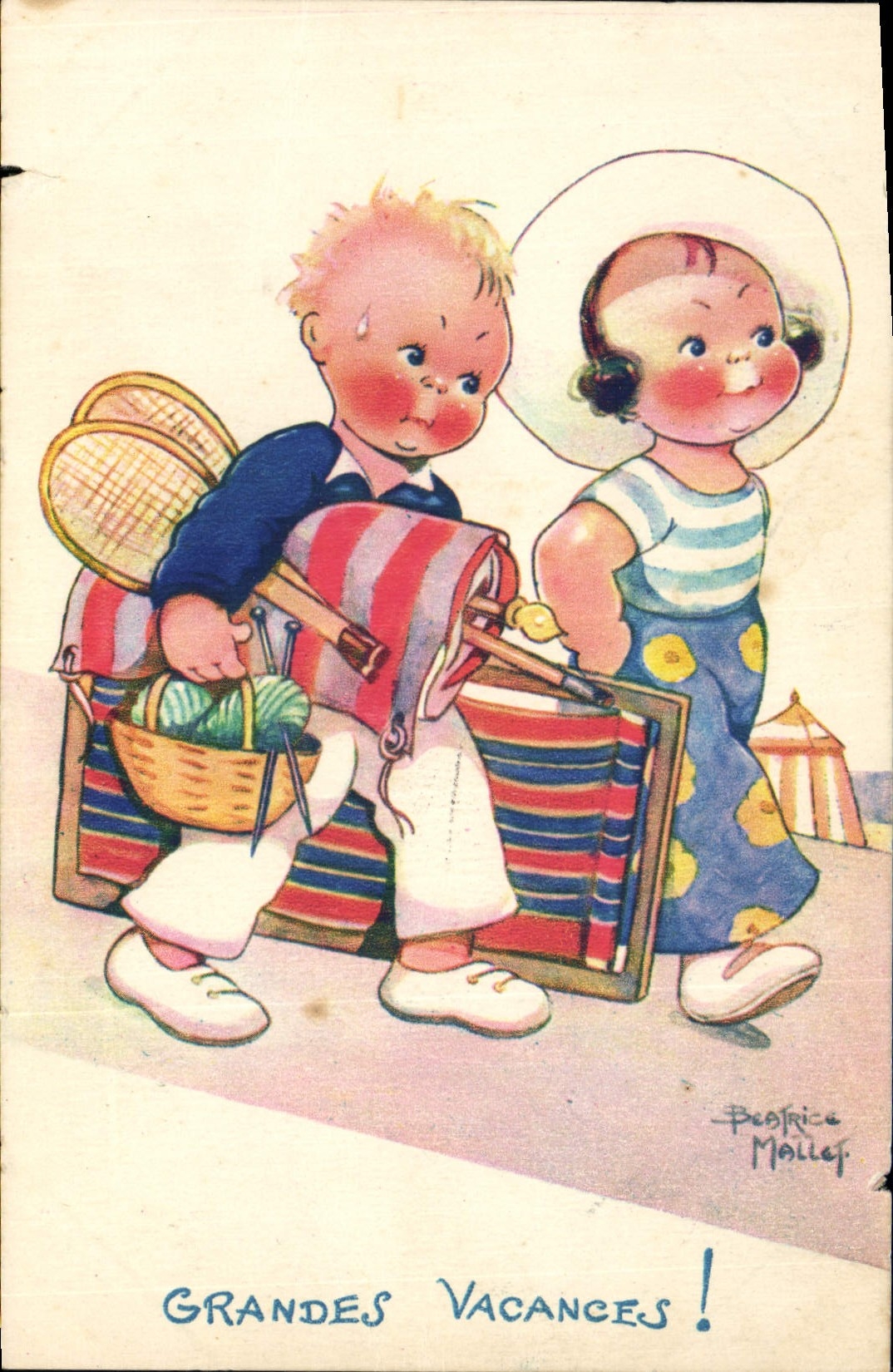 CPA Fantaisie Illustrateur Enfants Beatrice Mallet Grandes vacances 