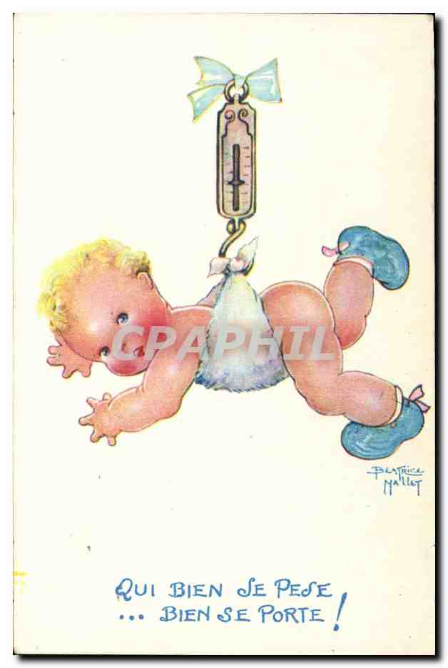 CPA Fantaisie Illustrateur Enfants Beatrice Mallet Qui bien se pese 
