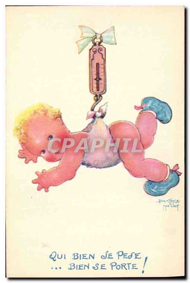 CPA Fantaisie Illustrateur Enfants Beatrice Mallet Qui bien se pese 