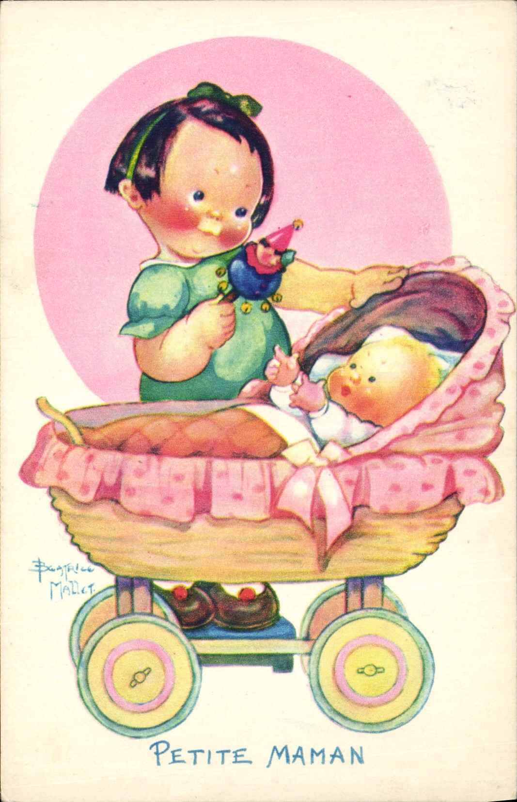CPA Fantaisie Illustrateur Enfants Beatrice Mallet Petite maman 