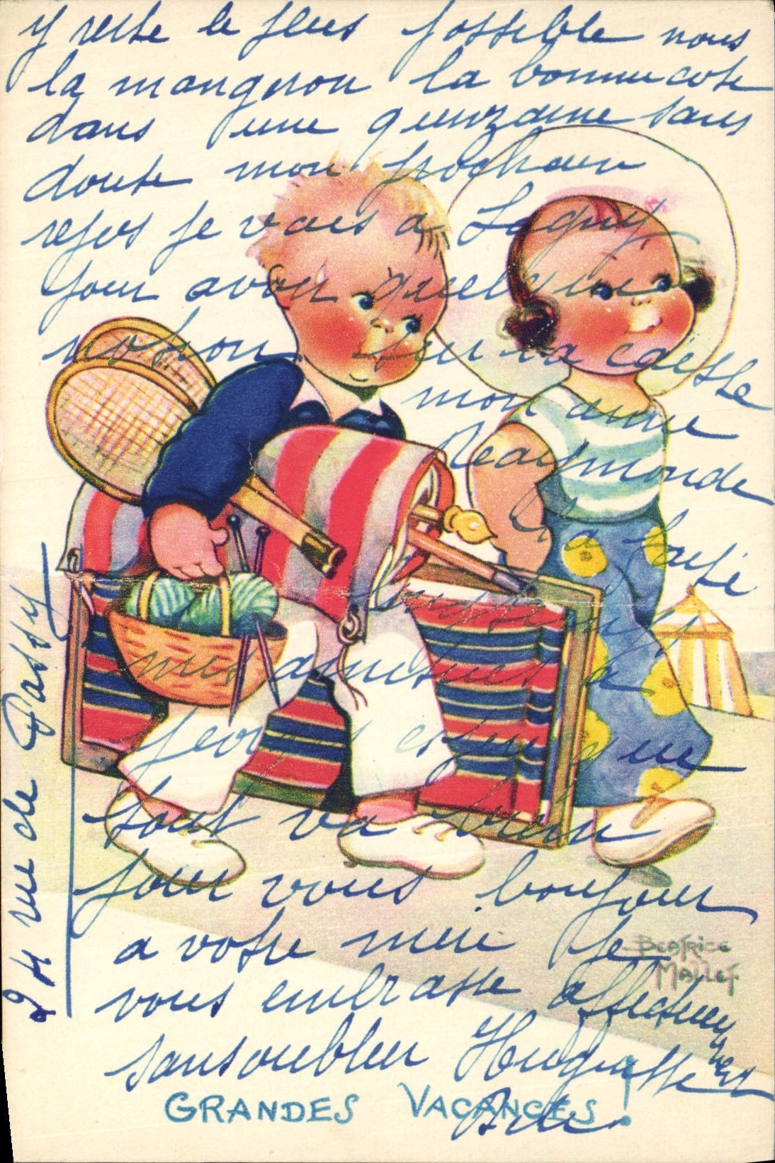 CPA Fantaisie Illustrateur Enfants Beatrice Mallet Grandes vacances 