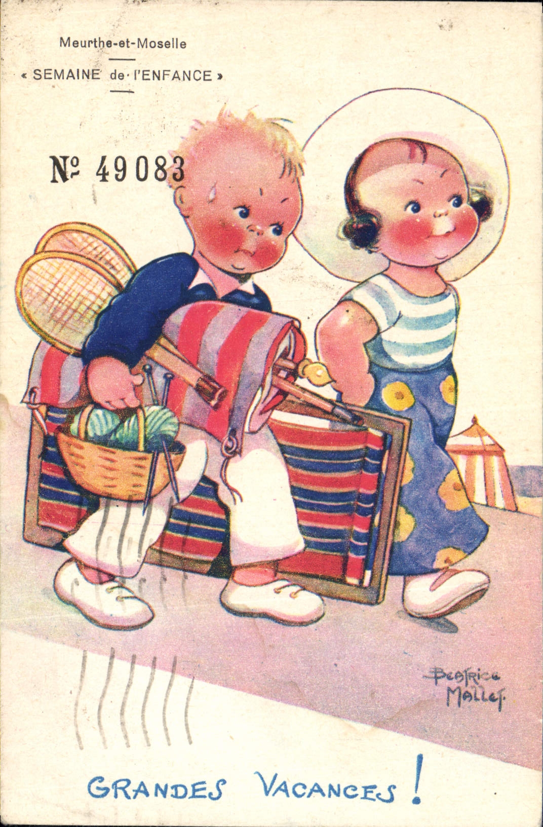 CPA Fantaisie Illustrateur Enfants Beatrice Mallet Grandes vacances 