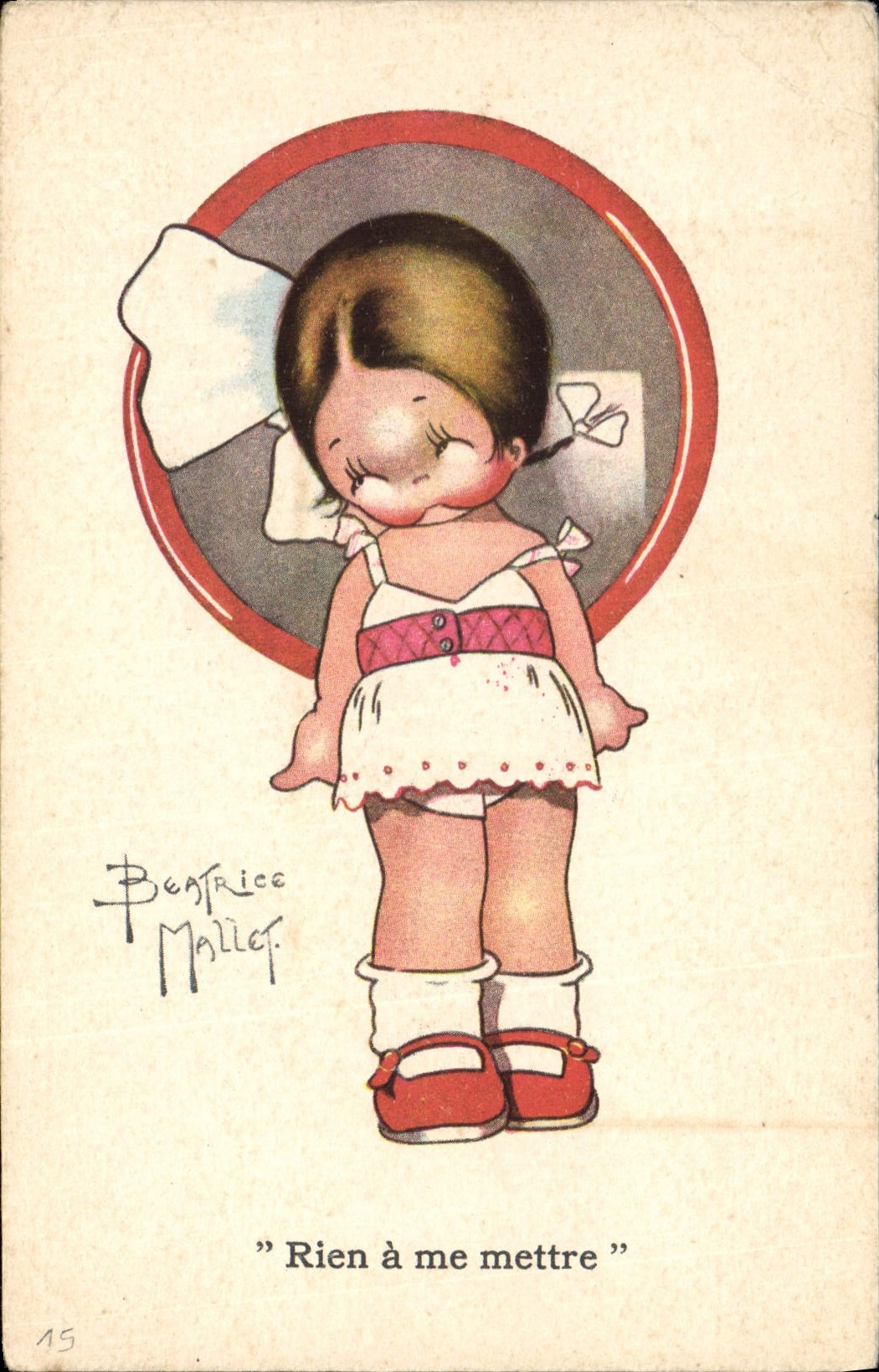 CPA Fantaisie Illustrateur Enfants Beatrice Mallet Rien a me mettre 