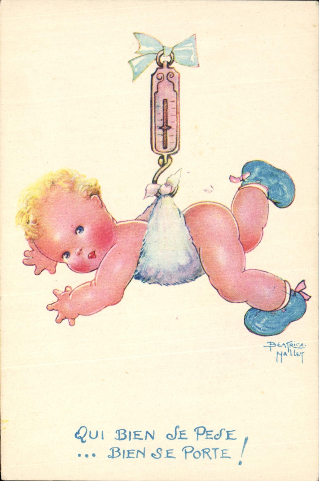 CPA Fantaisie Illustrateur Enfants Beatrice Mallet Qui bien se pese 