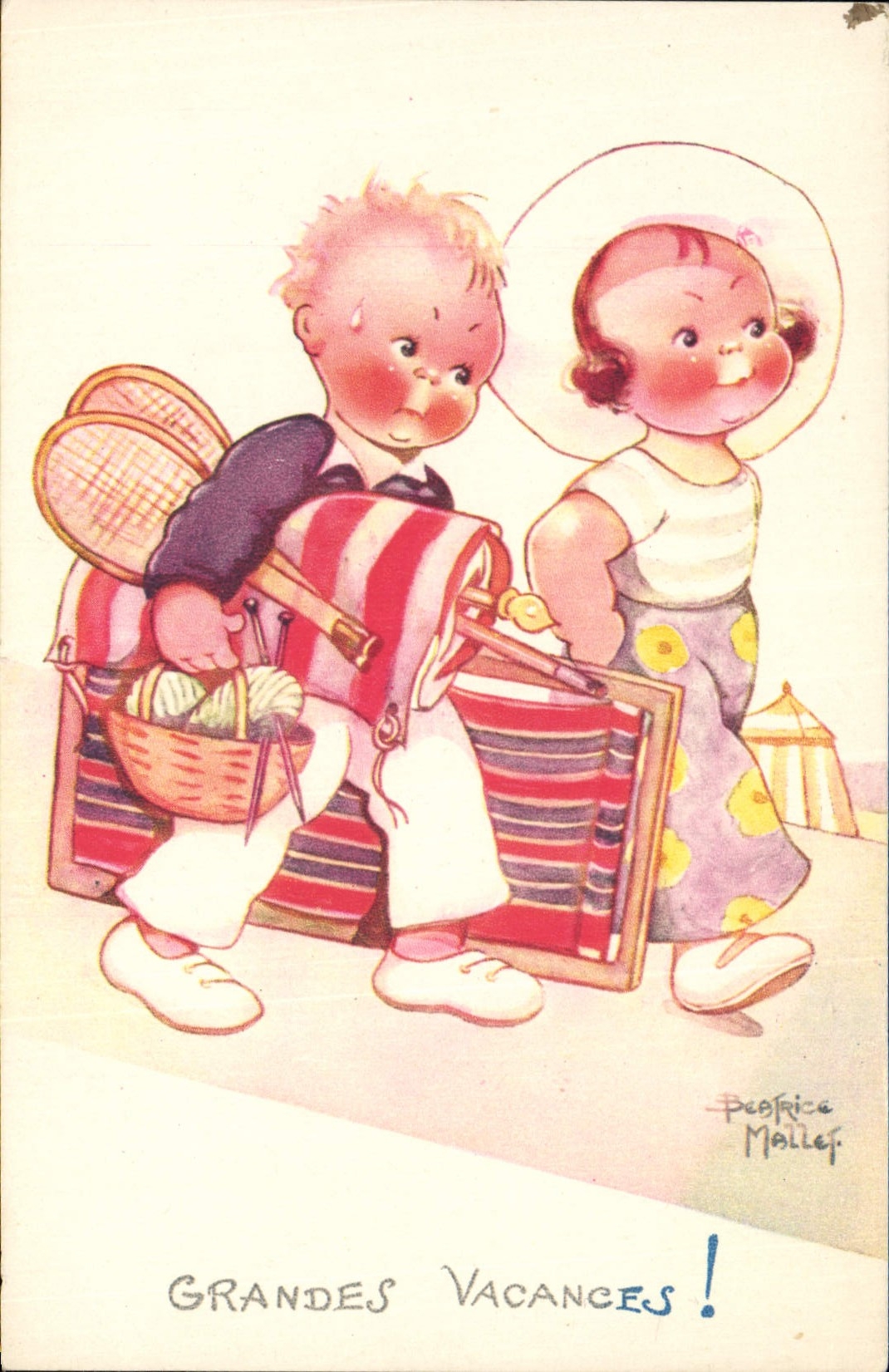 CPA Fantaisie Illustrateur Enfants Beatrice Mallet Grandes vacances 