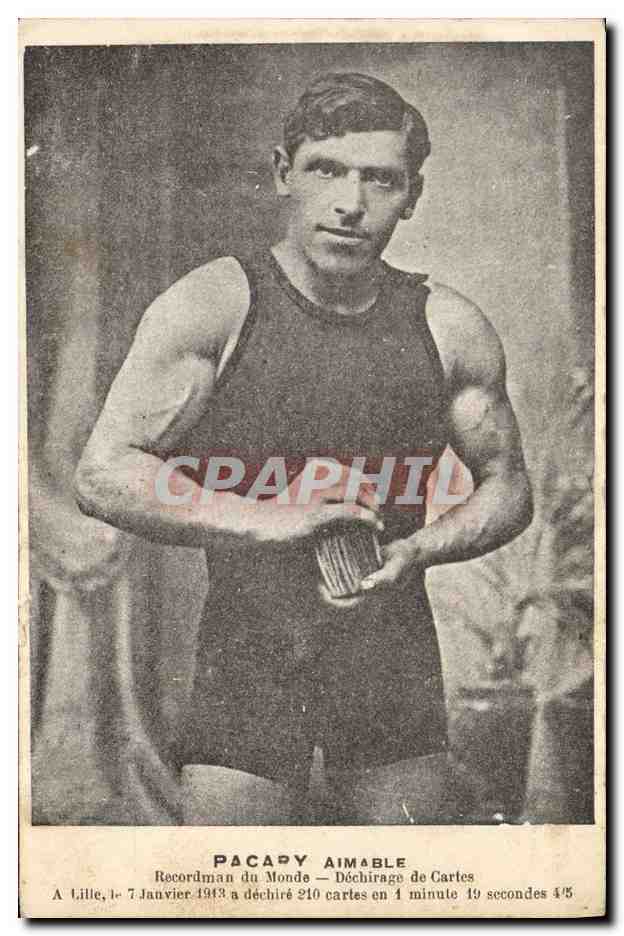 CPA Pacary Aimable Recordman du monde Dechirage de cartes Lille 