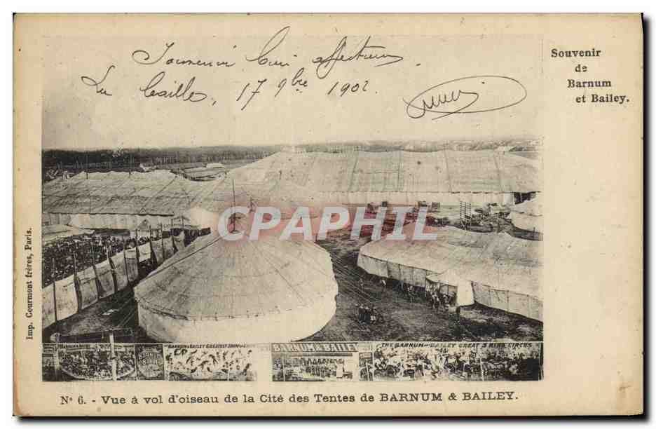 CPA Cirque Barnum et Bailey Vue a vol d'oiseau de la cite des tentes 