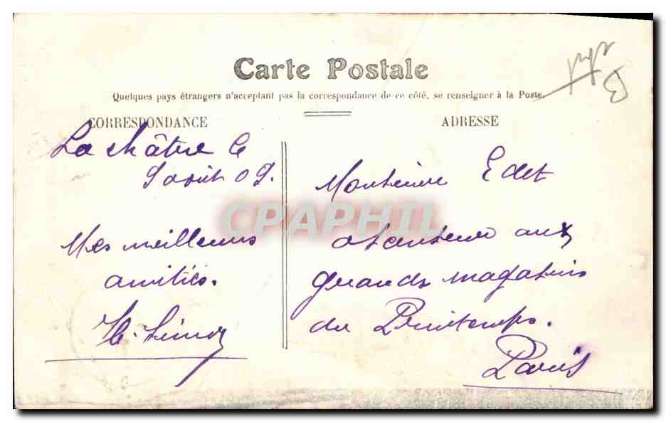 CPA Folklore La Chatre Panasse un des maitres sonneurs — Verso