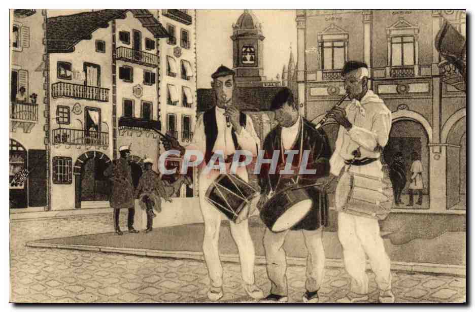CPA Folklore Pays basque espagnol Les tambourinos