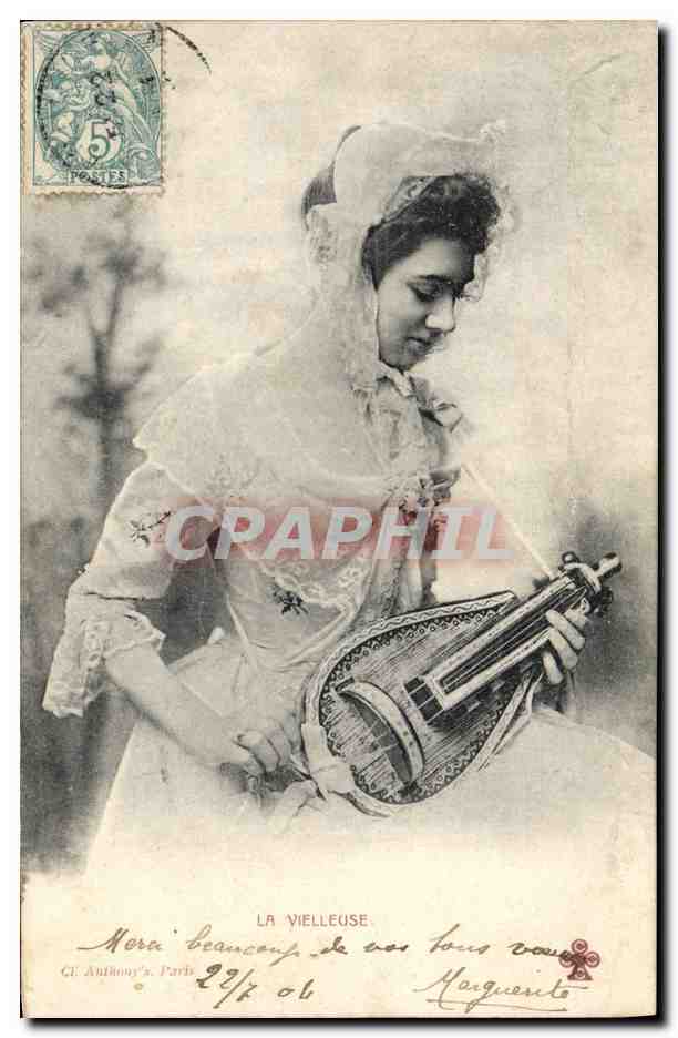 CPA Folklore La vielleuse