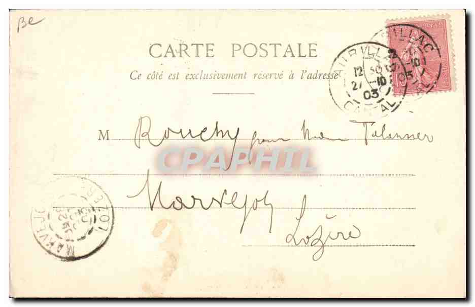 Joueur de Cabrette Auvergnat — Photographie d'Aurilliac — éditeur Le Cantal illustré — Verso