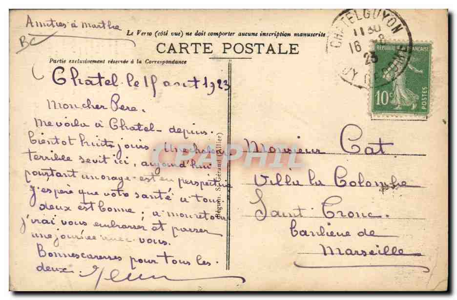 CPA Folklore Auvergne Le CAbrettaire — Verso