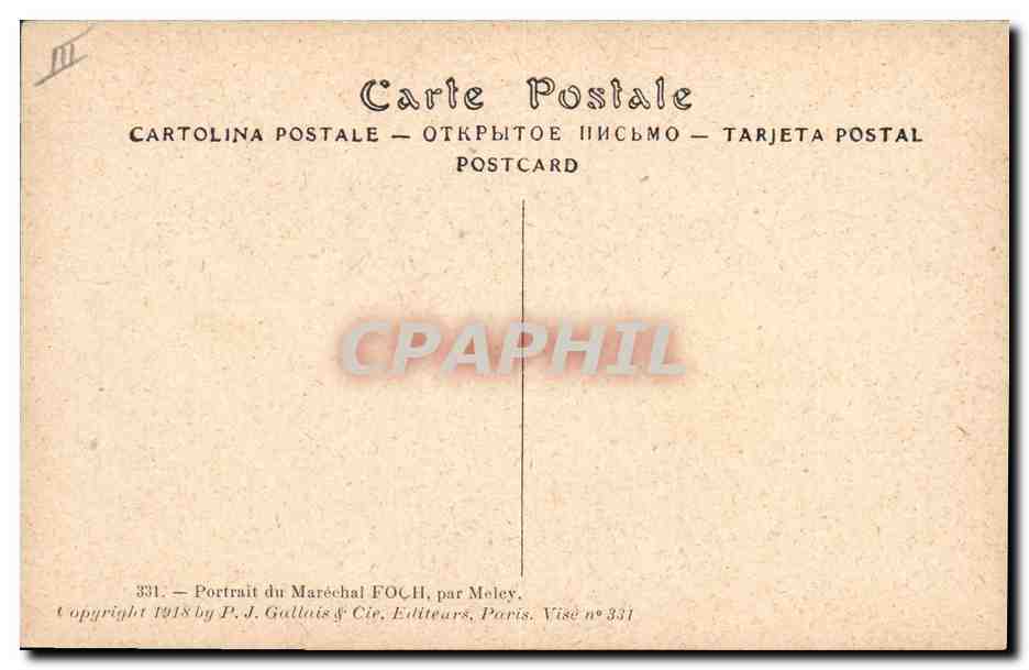 CPA Militaria Marechal Foch  — Verso