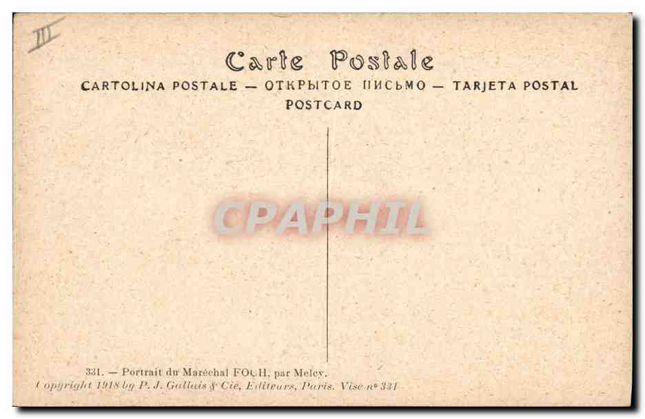 CPA Militaria Marechal Foch  — Verso