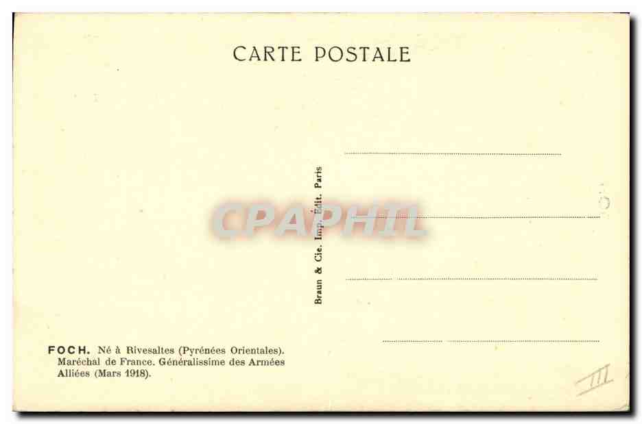CPA Militaria Marechal Foch  — Verso
