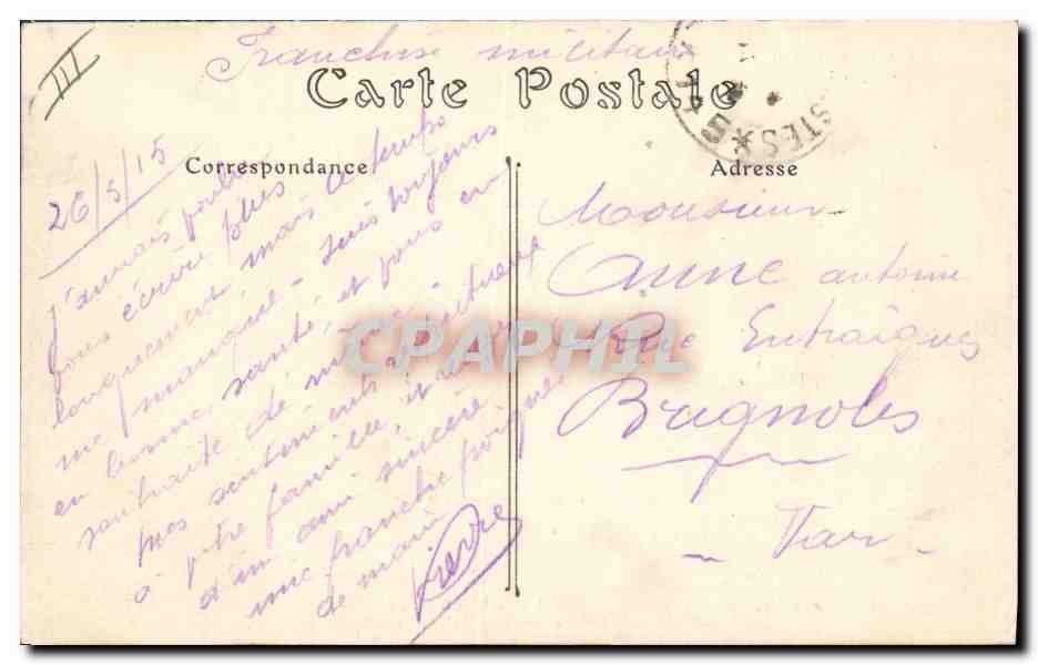 CPA Militaria Les generaux Joffre et de Castelnau  — Verso