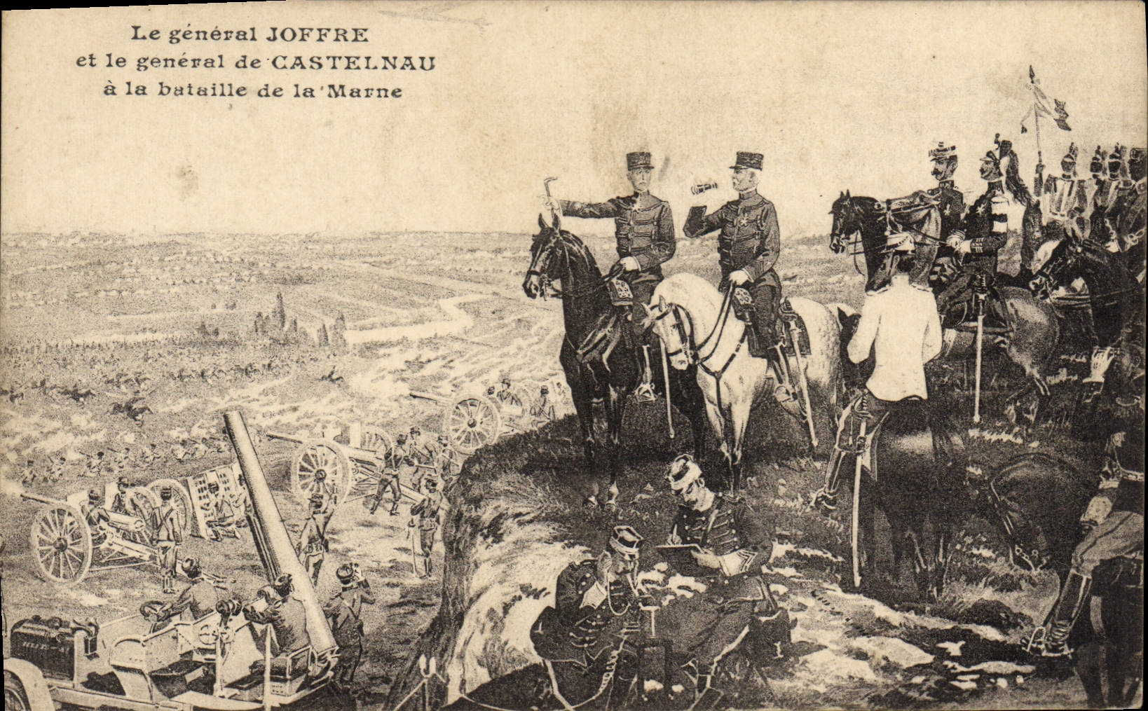 CPA Militaria Le General Joffre et le general de Castelnau a la bataille de la Marne 