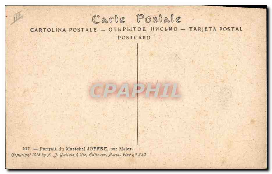 CPA Militaria Marechal Joffre  — Verso