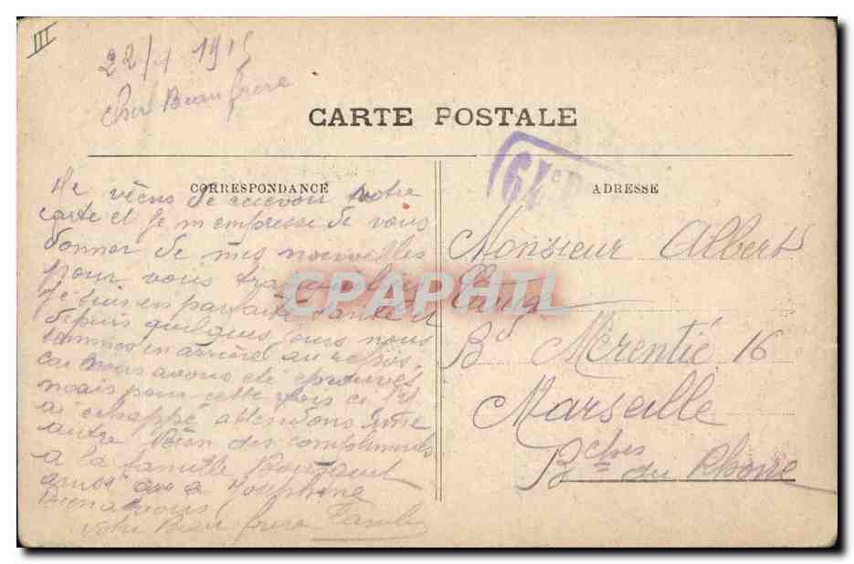 CPA Militaria Guerre de 1914 — Rückseite