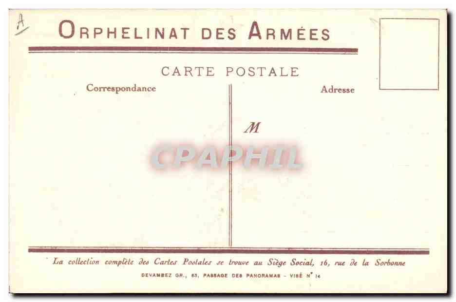 CPA Militaria Enfants Orphelinat des Armees Enfants Avion Aviation — Rückseite