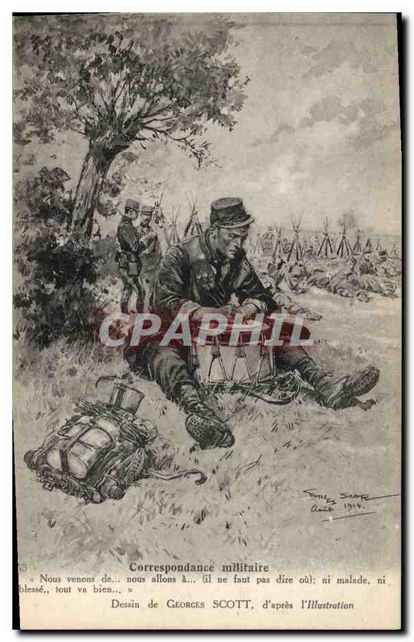 CPA Militaria Correspondance militaire Georges Scott L'Illustration