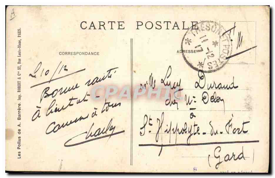 CPA Militaria Les poilus de Barrere  — Rückseite