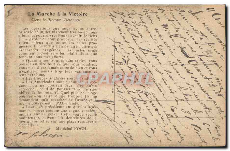 CPA Militaria Hors du sol de France Marechal Foch — Rückseite