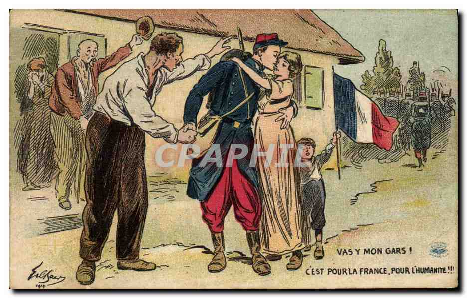 CPA Militaria VAs y mon gars !