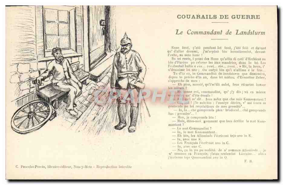 CPA Militaria Couarails de guerre Le commandant de Landsturm