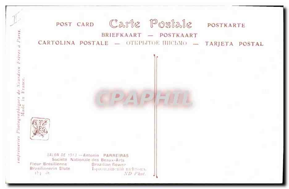 CPA Erotique Antonio Parreiras Fleur bresilienne  — Verso