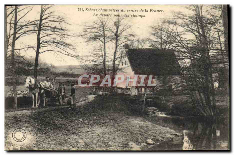 CPA Folklore Scenes champetres du centre de la France Le depart pour les champs