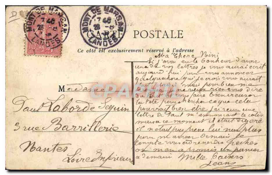Soir de Noce dans les Landes — La Rosie — F. Hernède, phot. Arguauax (Landes) — Verso