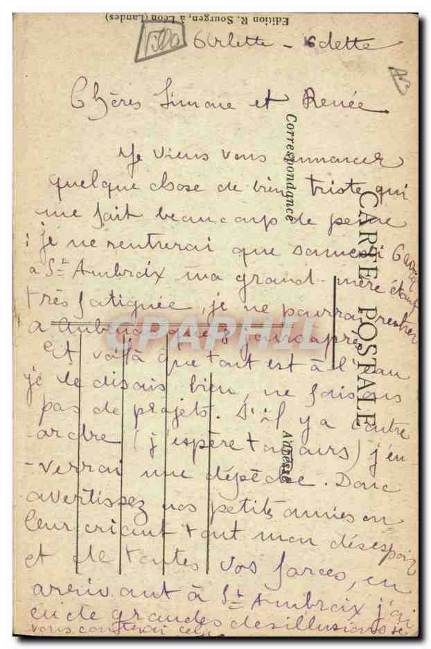 CPA Folklore La Lande Moutons se rendant au paturage Moutons Chien — Verso