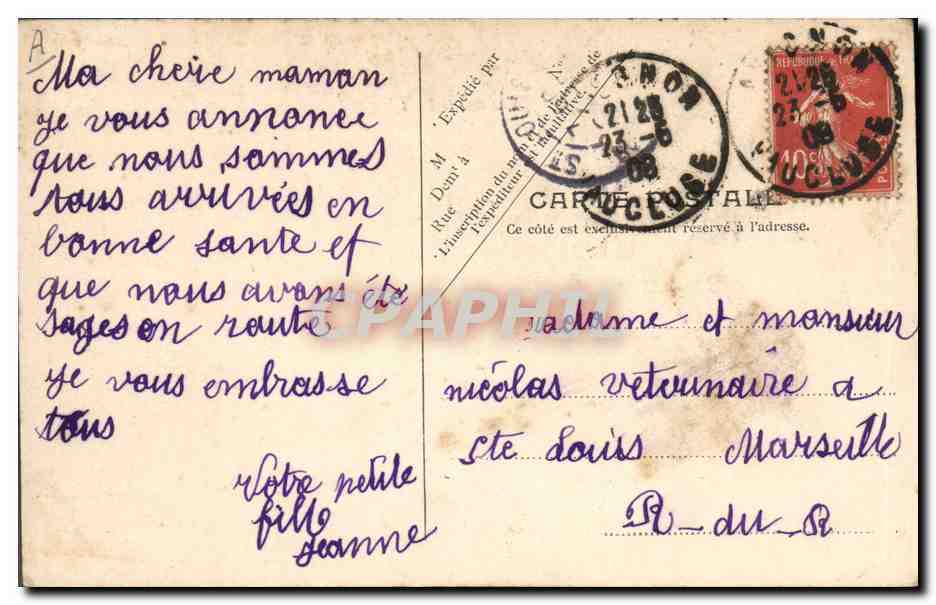 CPA Folklore Vue sur le Port — Verso