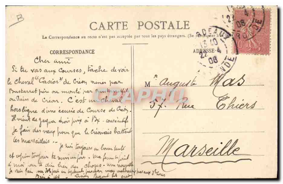 CPA Folklore Types Bordelais Coiffure Bordelaise Femme — Verso