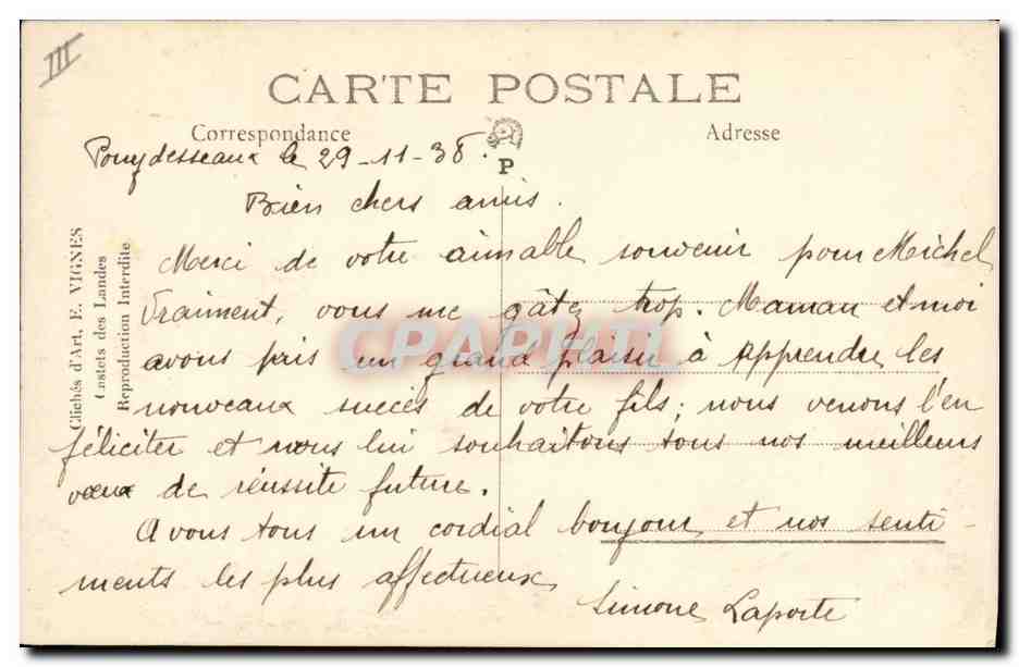 CPA Folklore Attelage Landes — Verso