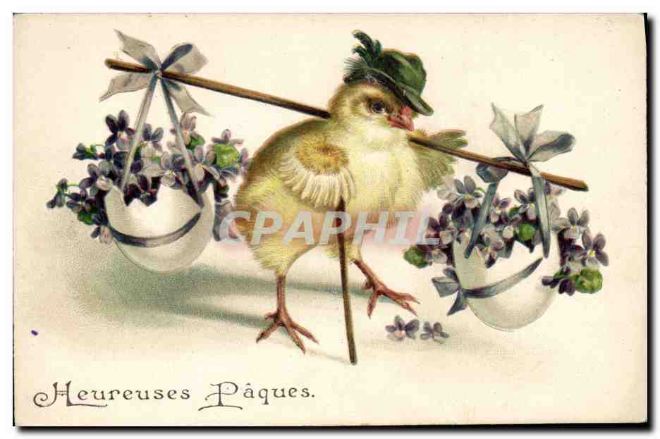 CPA Fantaisie Illustrateur Poussin Paques