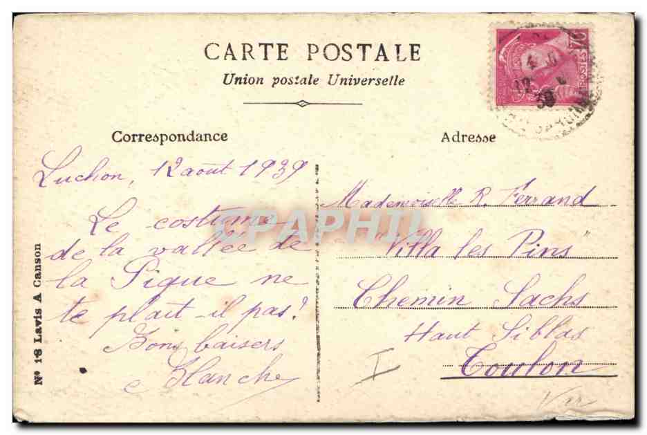 CPA Fantaisie Illustrateur Femme Luchon — Rückseite