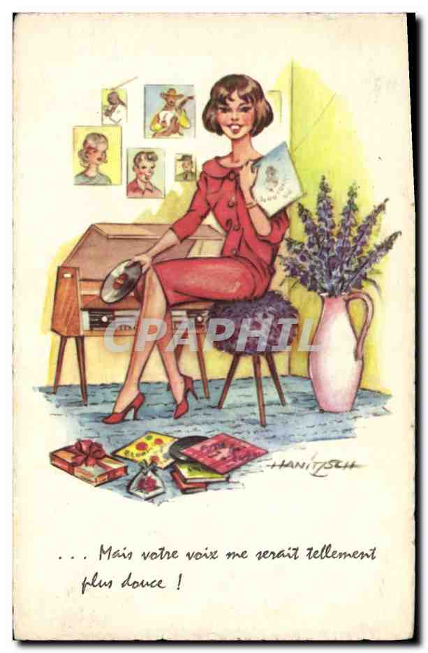 CPA Fantaisie Illustrateur Femme Mais votre voix