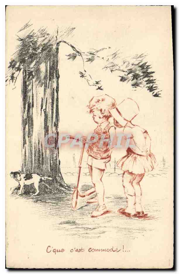 CPA Fantaisie Illustrateur Enfants c'que c'est commode ! Chien