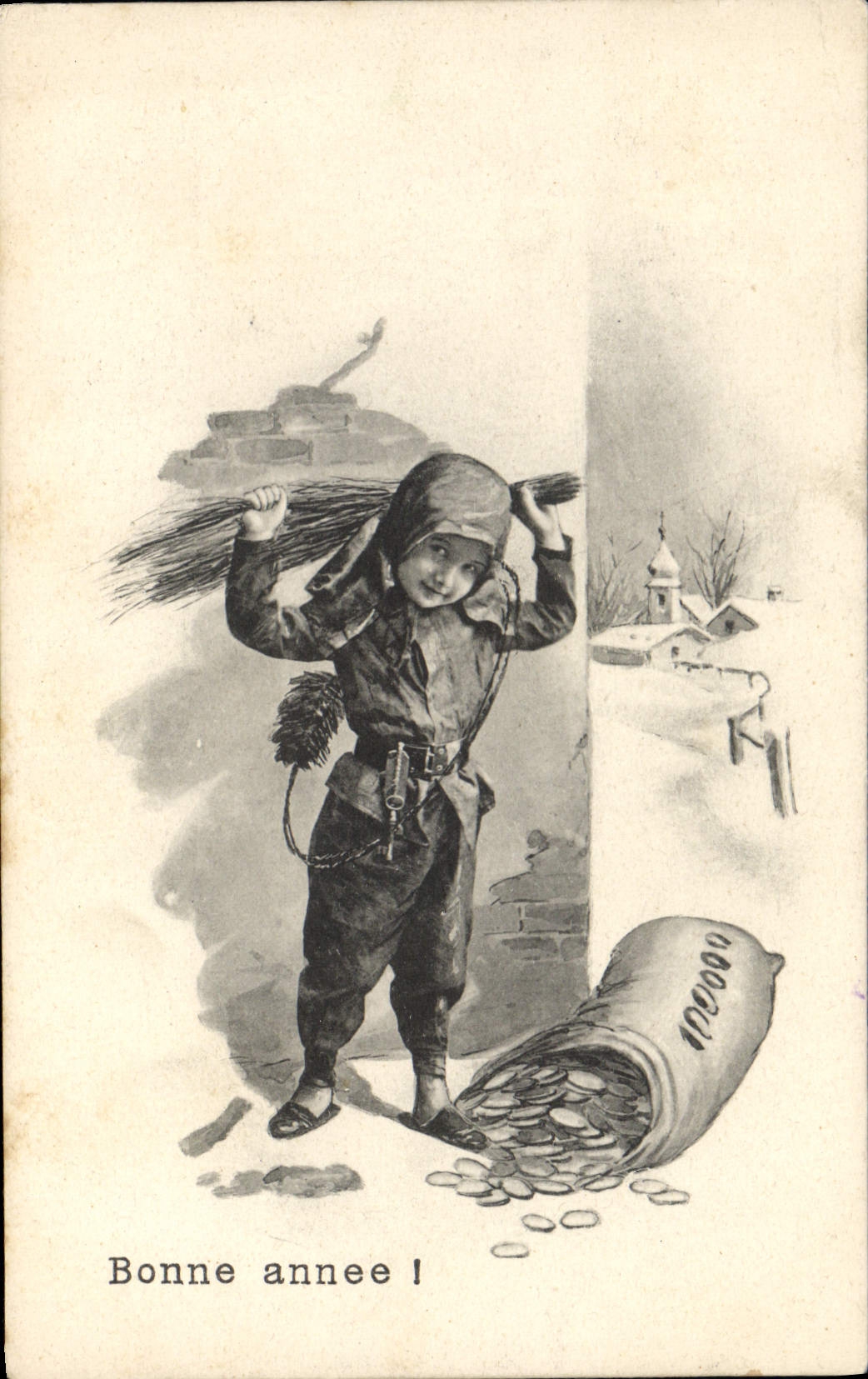 CPA Fantaisie Illustrateur Enfant Ramoneur Bonne annee