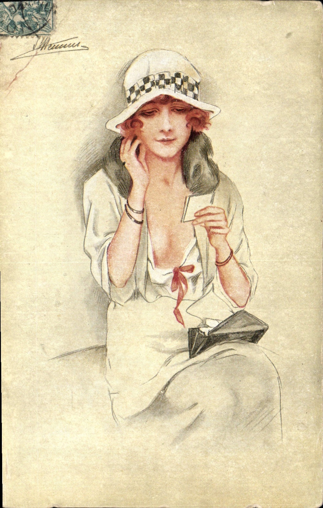 CPA Fantaisie Illustrateur Femme