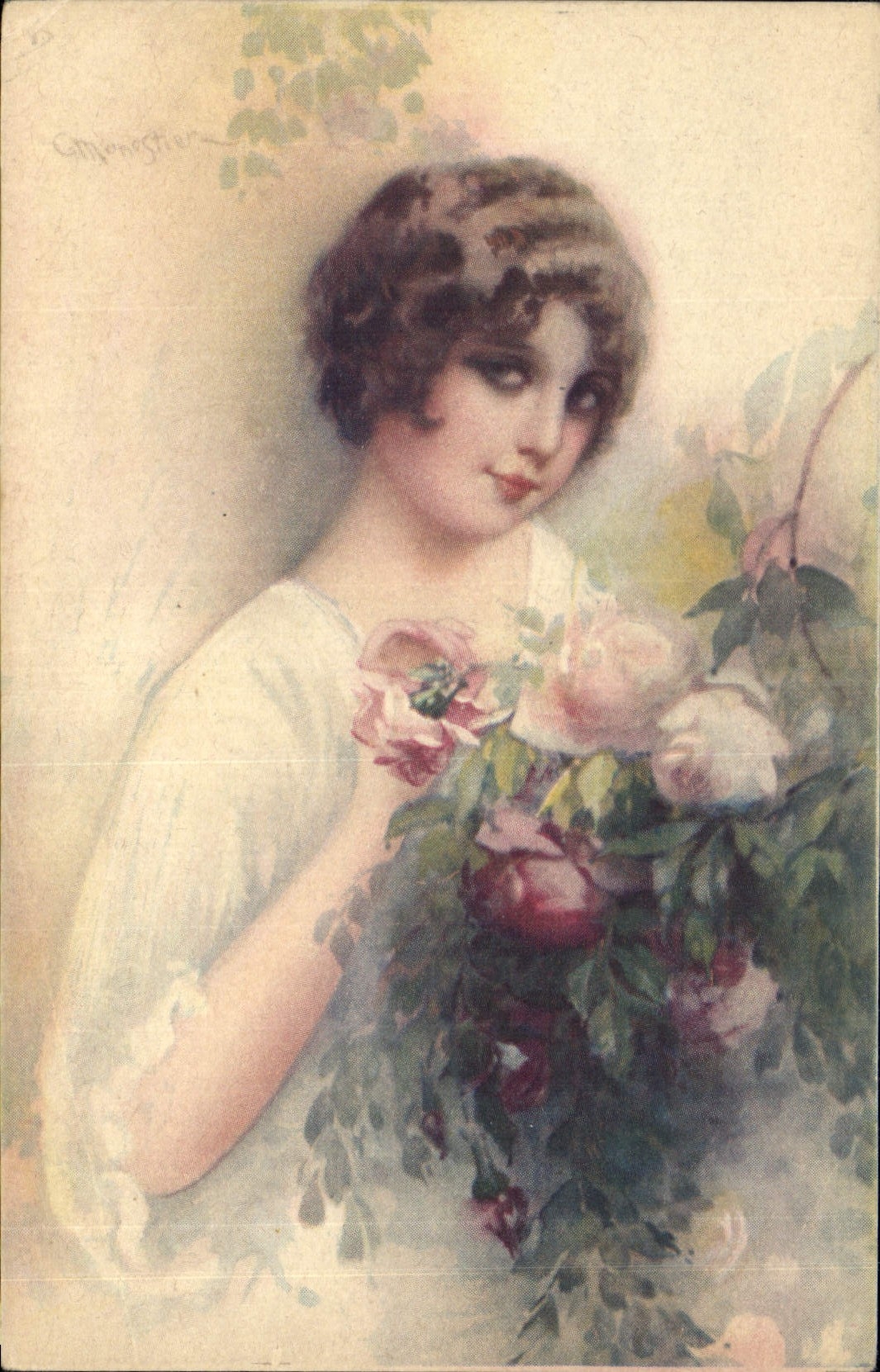 CPA Fantaisie Illustrateur Monestier Femme