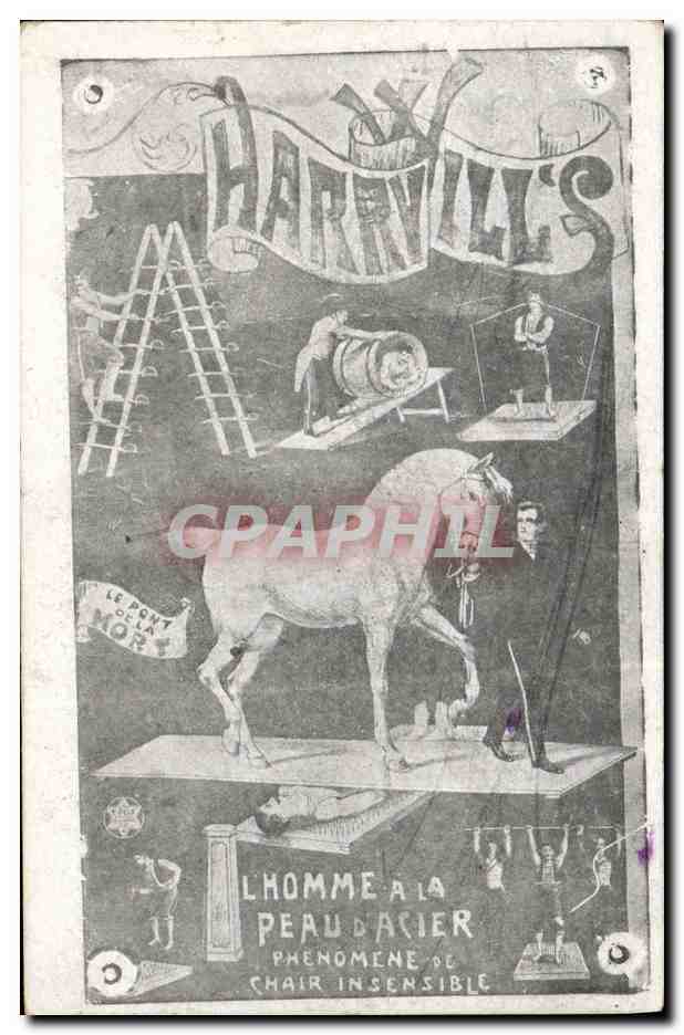 Harryville's — L'homme à la peau d'acier, phénomène de chair insensible — publicité circassienne